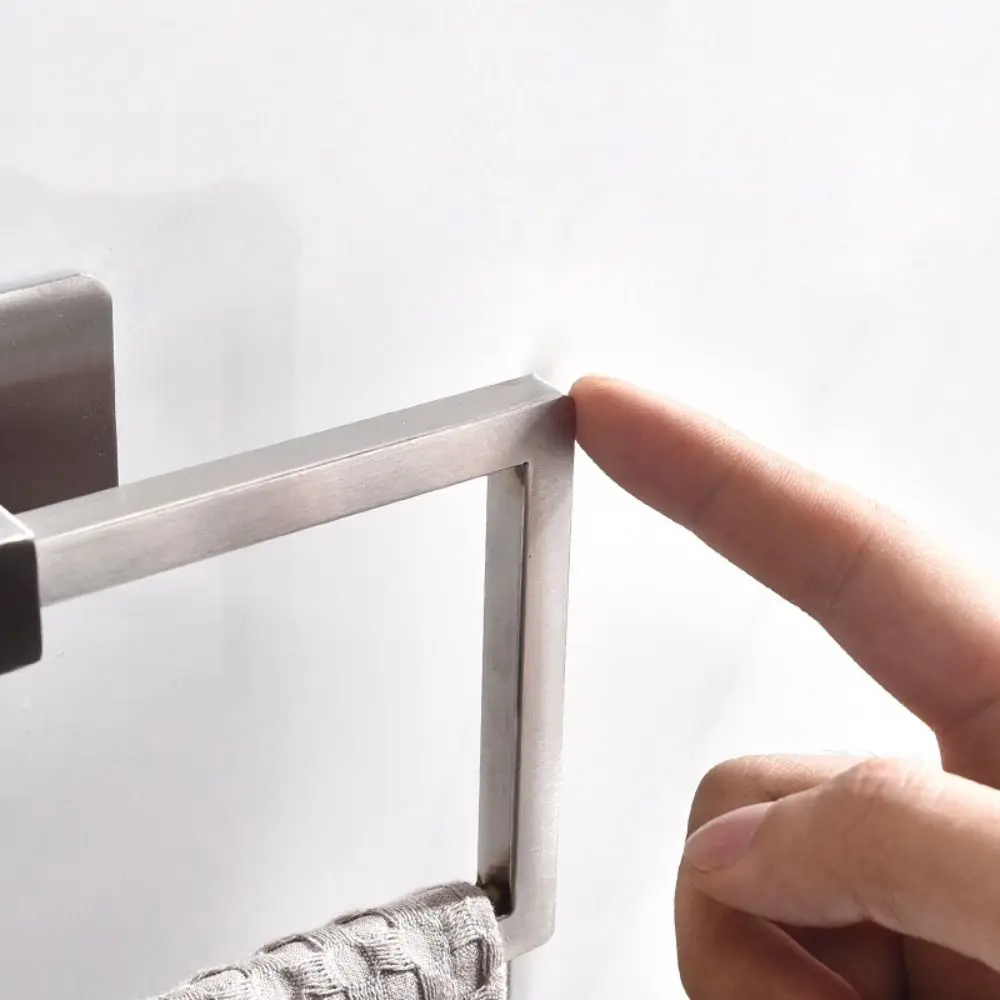 

Wall Mounted Punch Free Towel Ring Ventilation Rust-proof Hand Towel Ring 180 degree flip stainless steel Bathroom Towel Hanger