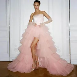 Blush Pink High Low Tulle Skirt Without Top Tiered Extra Puffy Women Party Skirts Mesh Birthday Skirt For PhotoShoots