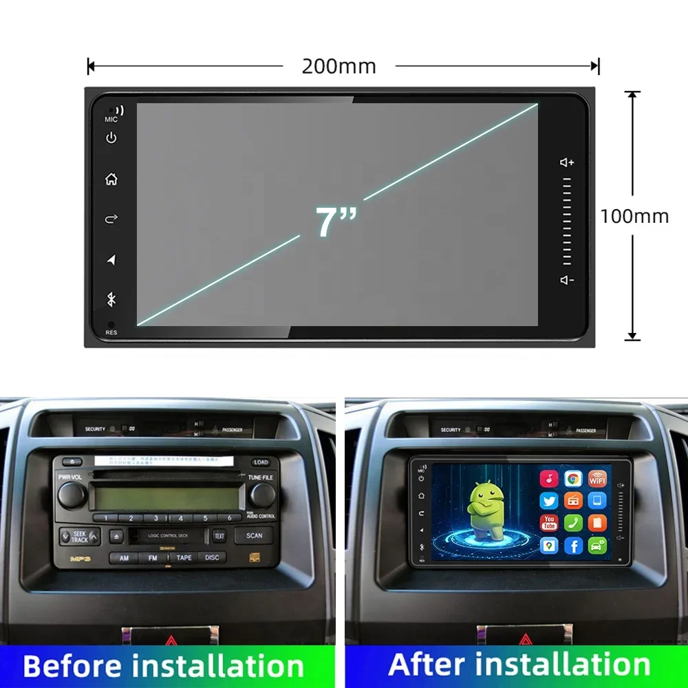 JYT 7 inch Ram 4GB Rom 64/128GB BT 5.4 Android Auto Carplay Car Radio Multimedia Player Intelligent navigation 2 Din For Toyota