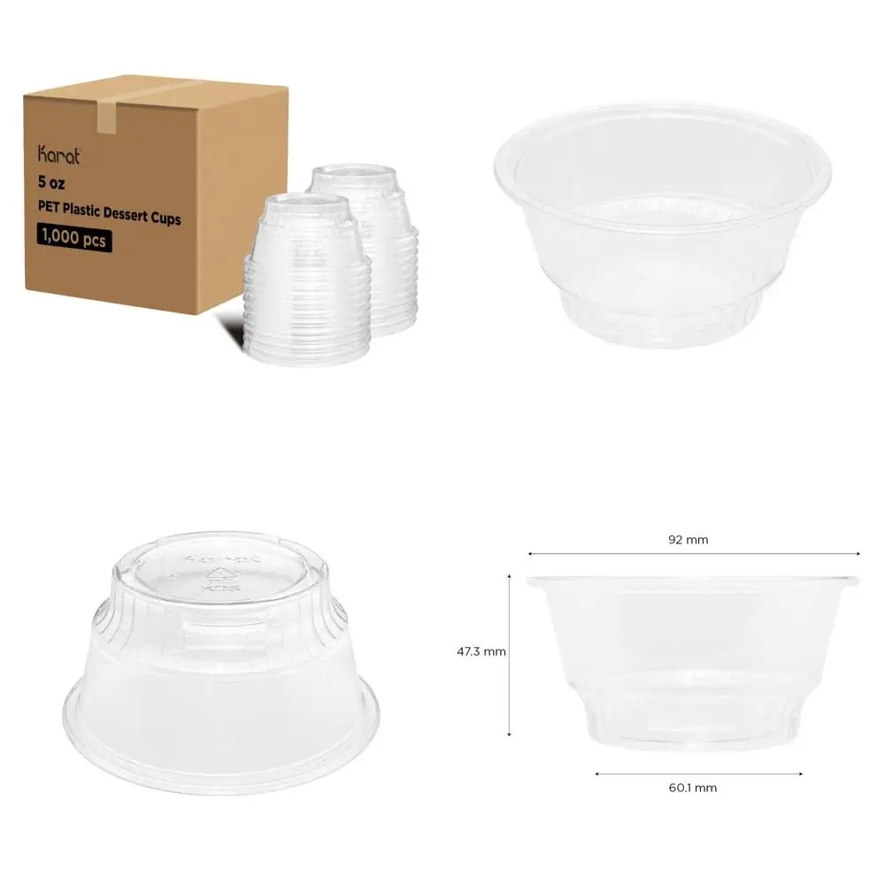 

5 oz Clear PET Dessert Cups - Pack of 1000 for Serving Sweet Treats and Snacks