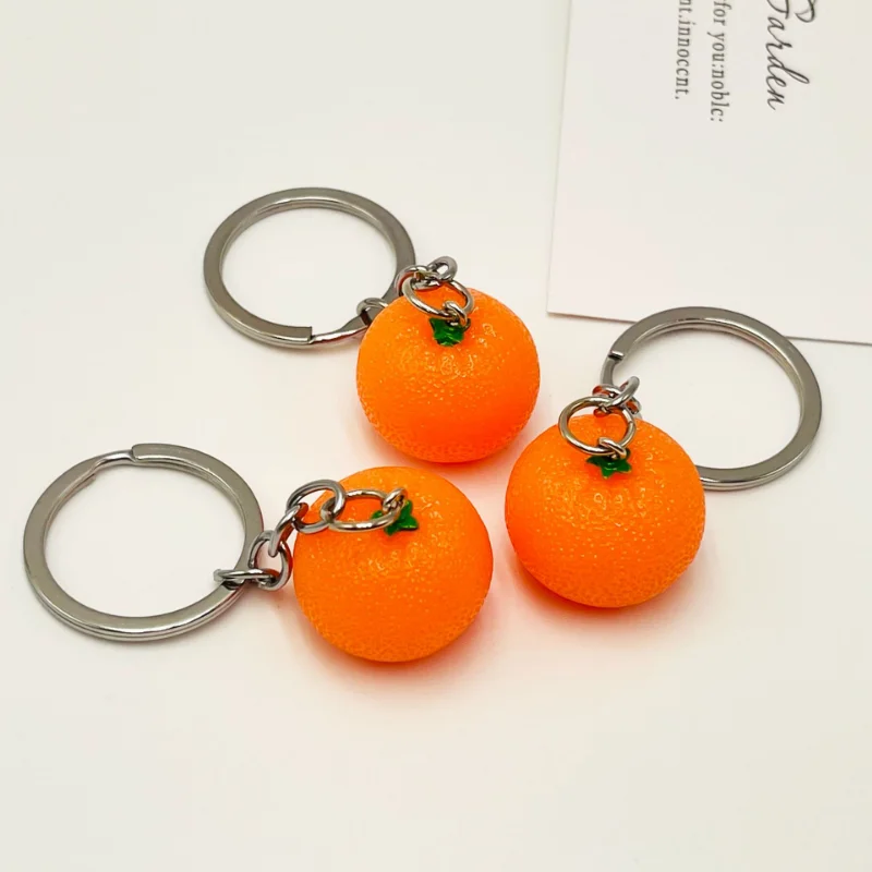 Creative Fruit Series Imitation Orange Keychains Men Car Key Resin Pendant Small Gift for Women Cute Bag Pendant Jewellery