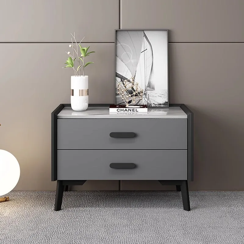 Bedroom bedside table Solid wood light luxury rock slab 2022 new 2345 bucket cabinet