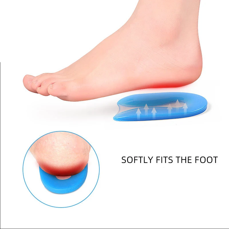 1Pair Foot Pain Relief Silicone Gel U-Shape Plantar Fasciitis Heel Protector Heel Spur Cushion Pad Shoe Insert Insole Men Women