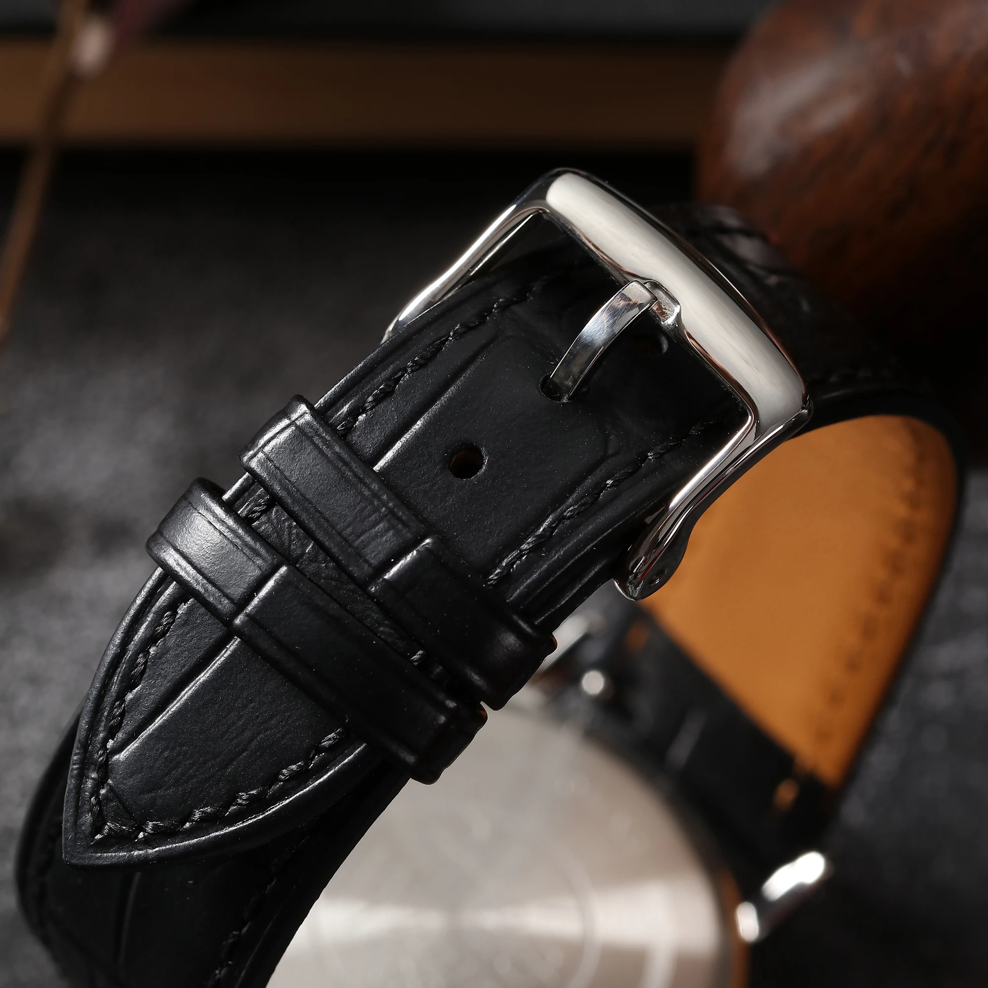 【Escapement Time】 Quarzwerkuhr, 38,5 mm Gehäuse, wasserdicht, 50 m, blauer Hand zur Wärmebehandlung – Detail 19