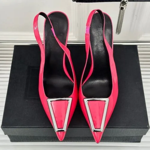 

New Fashionable Pointed High Heel Front Bag with Genuine Leather Fine Heels, Elegant Lacquer Leather Women's Shoes