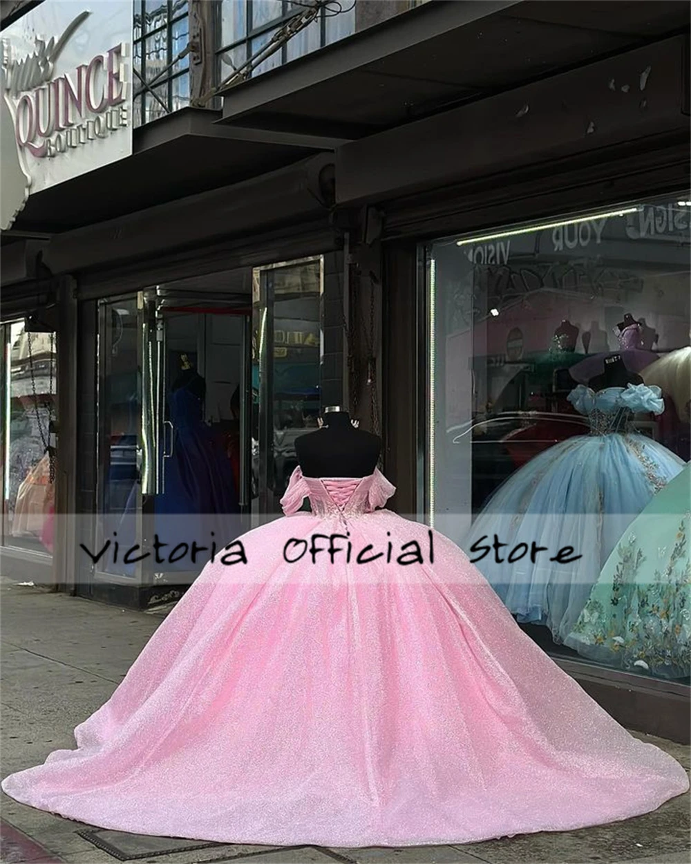 Fascinating Pink Lace Off The Shoulder Quinceanera Dresses Ball Gown Birthday Lace Up Sweet 15 16 Dress vestido de quinceañera