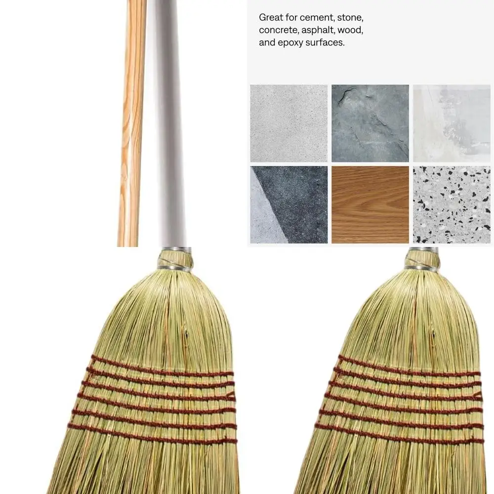 

Sturdy Corn Broom with 1.25 Wooden Handle for Indoor and Outdoor Use