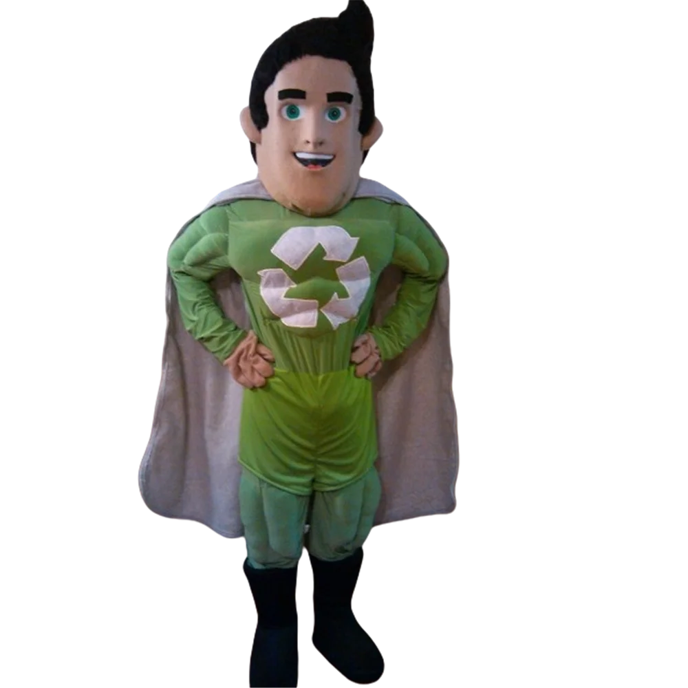 New Custom Mascot Green Man Superhero Mascot Costume Adult Superman Theme Anime Cosplay Costumes Carnival Party Mascotte 1792