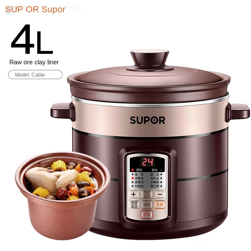 Electric Stewpot Electric Stew Pot Household 4L Large Capacity Ceramic Soup Pot Baby Multi-Functional Porridge Pot Casserole