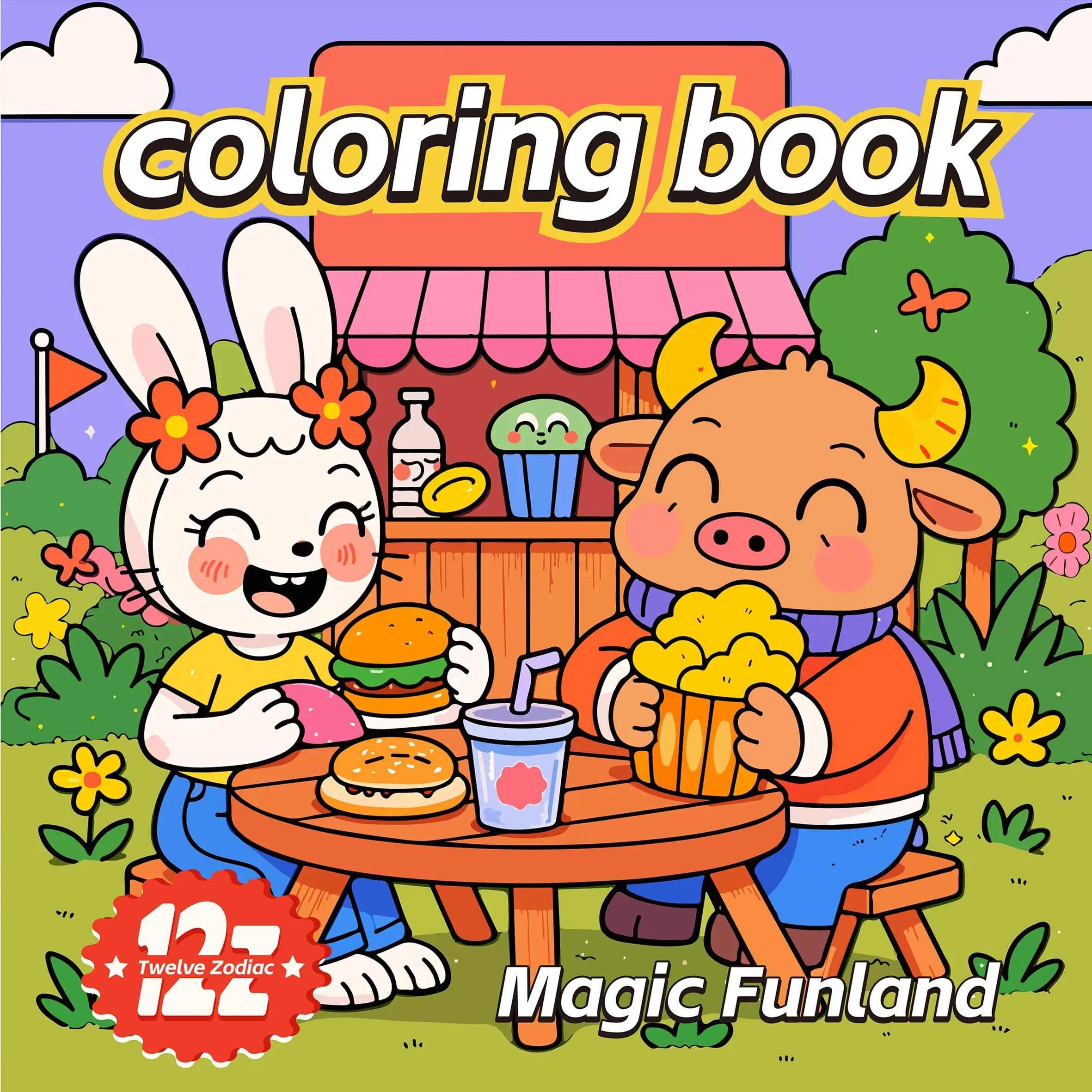 

MAGIC FUNLAND Bold-easy Patterns Coloring Book for Adults Cute Drawing Book Perfect Gift for Party and Birthday