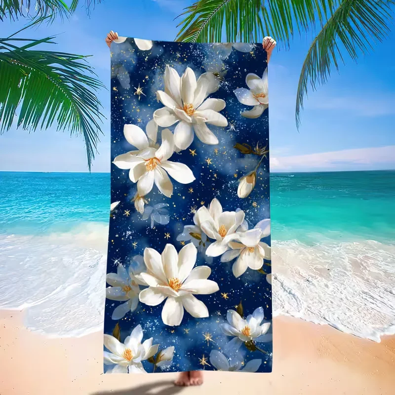 Vintage Pink Peony Floral Oil Painting Print Beach Towel Sand Free Quick Dry Towel for Beach Pool Spa Home Shower Travel