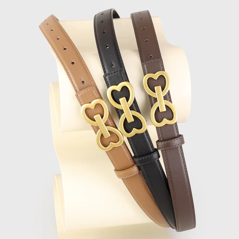 

Новый ремень Love из натуральной кожи, женский ремень в форме сердца, украшение золотого цвета с пряжкой, универсальное платье для отдыха, джинсовый пояс