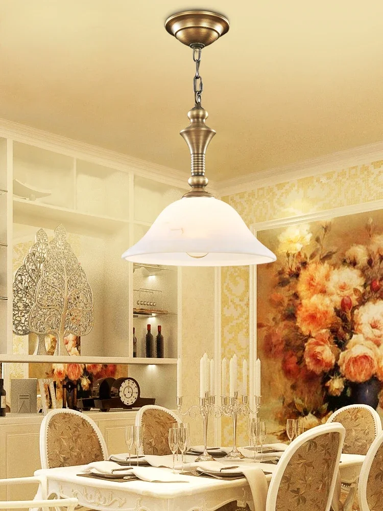 

Dining Room Chandelier Copper Lamp European Bedroom Single Head Pendant Lamp Scagliola Single-Head Droplight