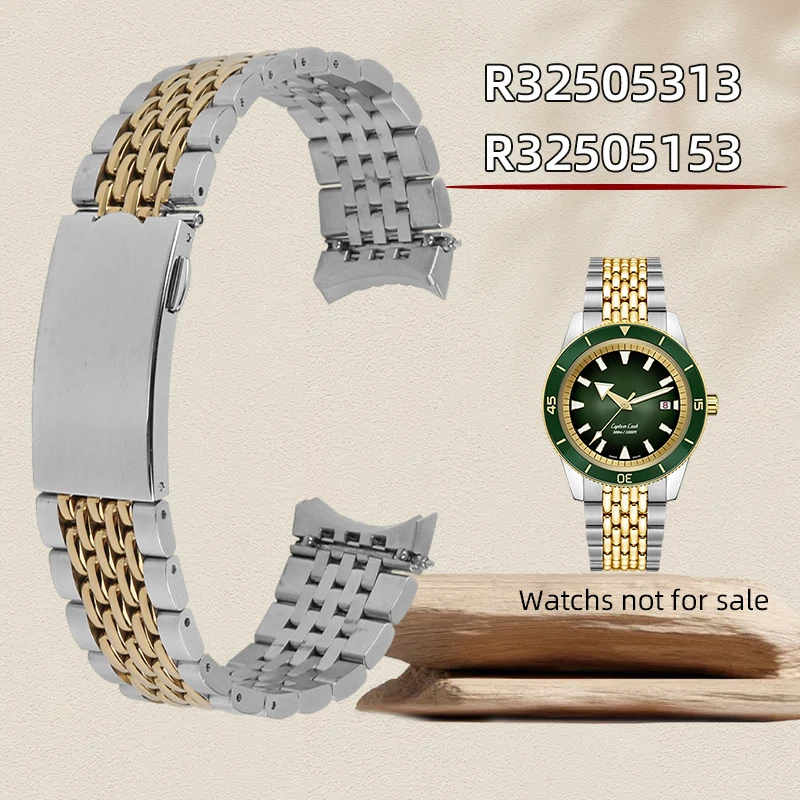 21mm Curved end 316L Stainless Steel Watch Strap for Rado Captain Cook 01.763 Men's Bracelet steel belt Watch Band with tools