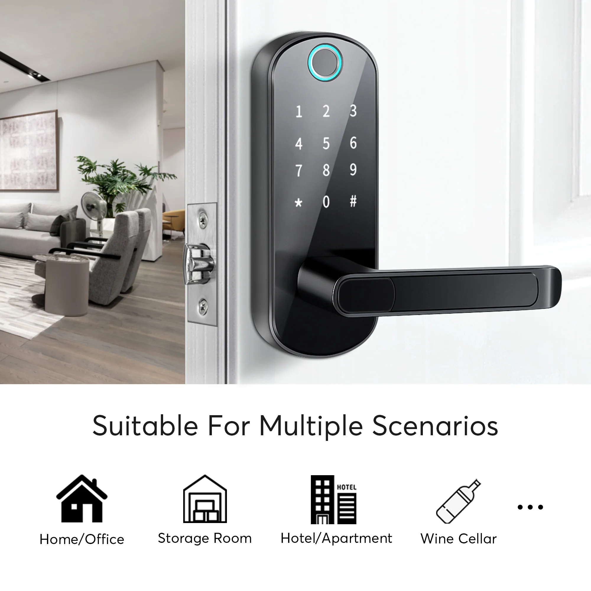 Wifi Door Control ntelligent Fingerprint Code Card Key Door for Smart Home