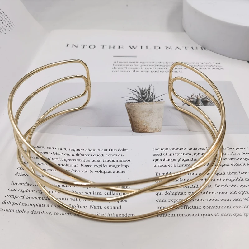 2022 Punk Gold Silver Color Alloy Torques Choker Necklaces for Women Fashion Geometric Collar Choker Dorado Necklace New