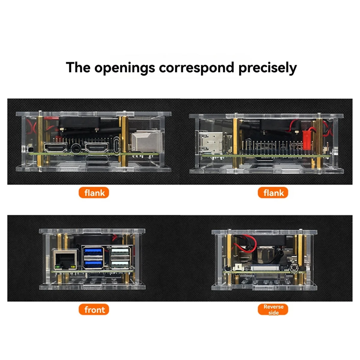 #254E For Orange Pi 4A Acrylic Shell Orange Pi Transparent Protective Box with Cooling Fan (Transparent)