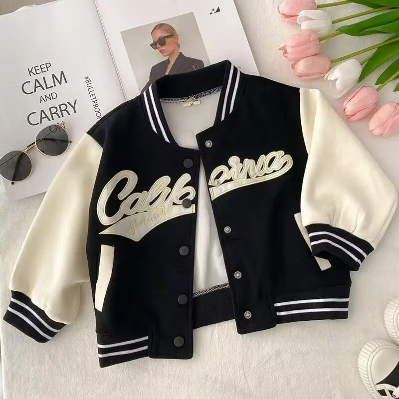 Spring and Autumn Girls\' Jacket New Children\'s Baseball Jacket Top Baby Fashion Sports Jacket