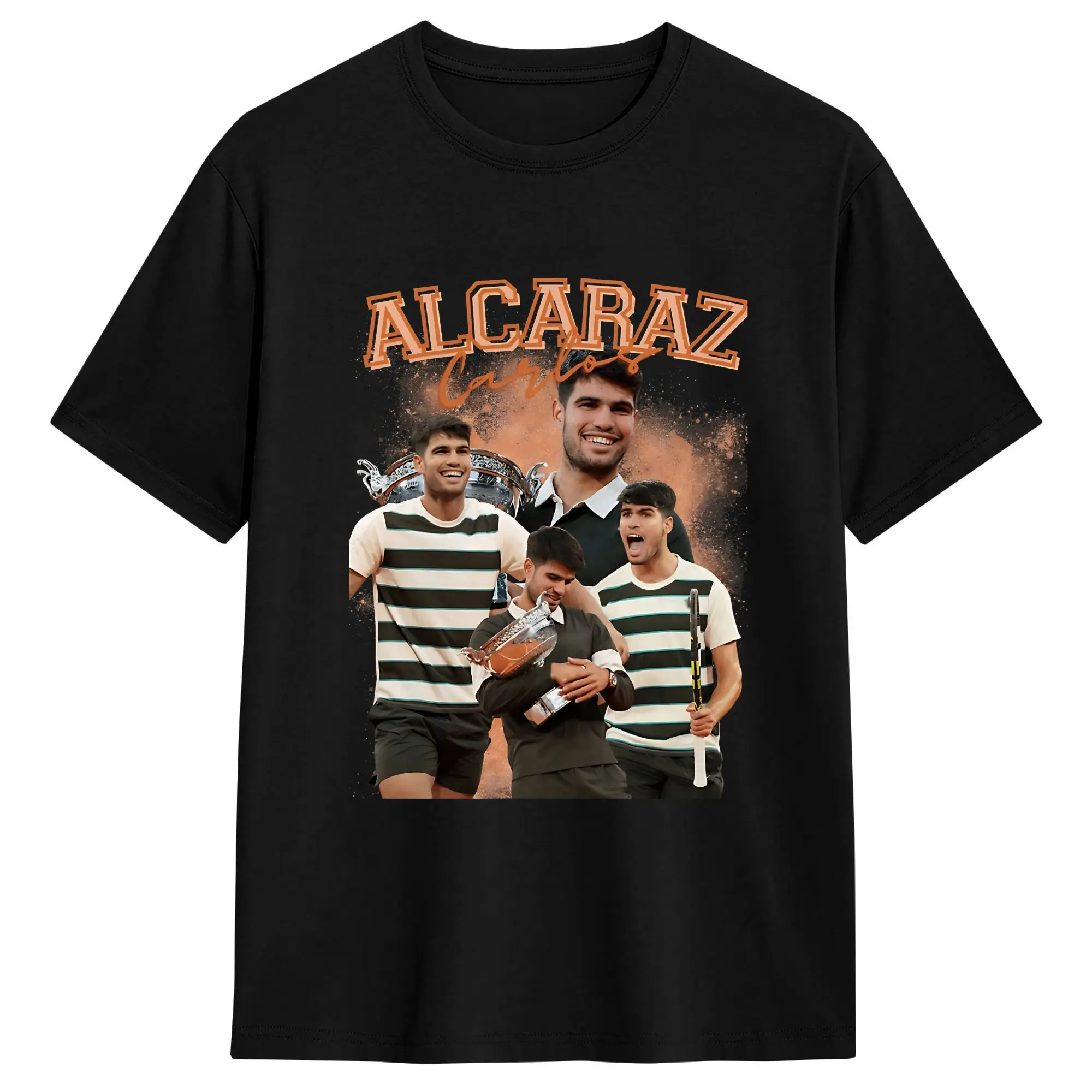 Carlos Alcaraz  100 Cotton T-Shirt For Men's Beach  Vintage T Shirts O Neck Hipster Tees Big Size Pattern Tops