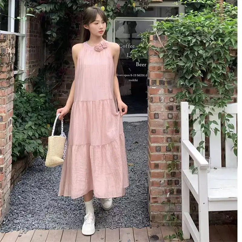 Robes femmes robe col en V été Modal smockage Applique cordon régulier station de sable vacances romantiques doux artistique quotidien