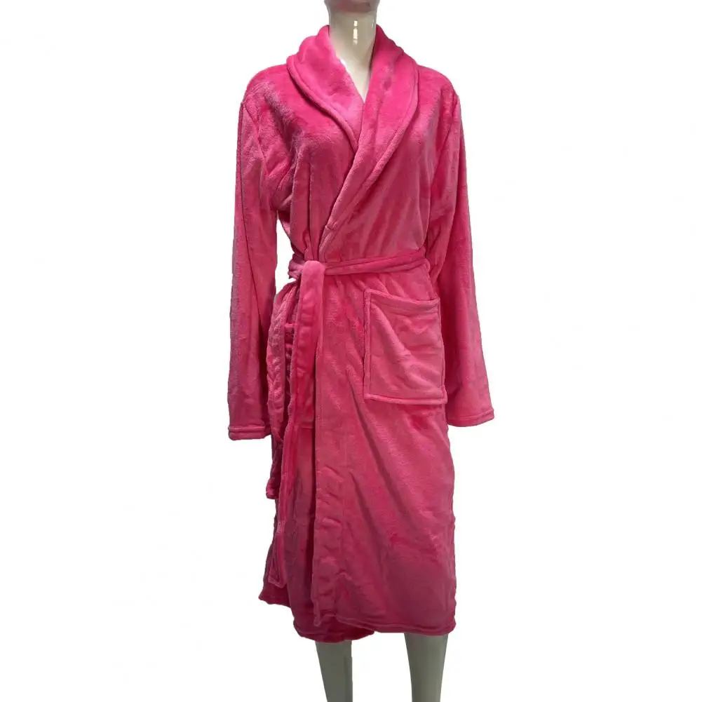 

Warm Durable Robe Tie Waist Robe Cozy Winter Women's Flannel Robe Collection Thick Warm Fleece Bathrobe Soft Plush Long