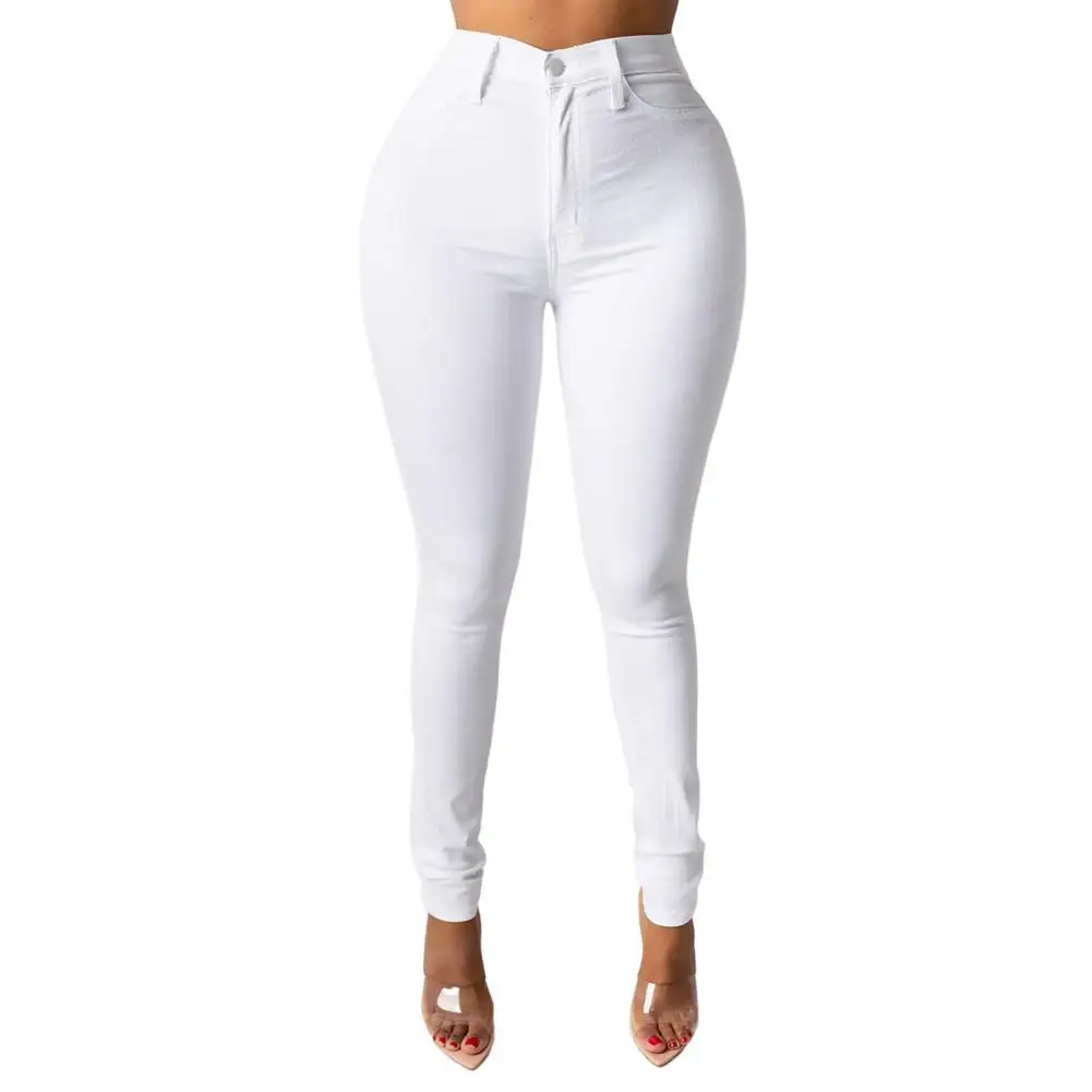 

Skinny Jeans High Waist Women's Skinny Fit Denim Jeans with Zipper Fly Pockets Streetwear Fashion for A Stylish Look Solid Color