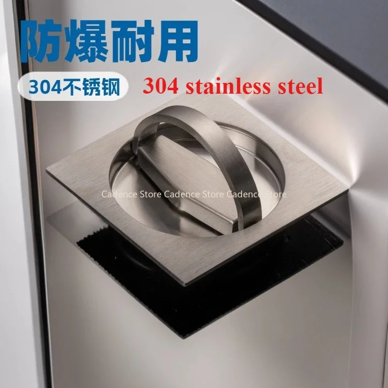 Stainless Steel Invisible Door Handles Round Embedded Concealed Cabinet Knobs Sliding Door Pull Circular Pull Ring Lock Hardware