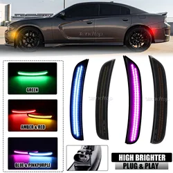 Front & Rear Amber Red Side Marker Light Flashing LED Signal Light Dynamic Side Marker Lamp  For Dodge Charger 2015-2023