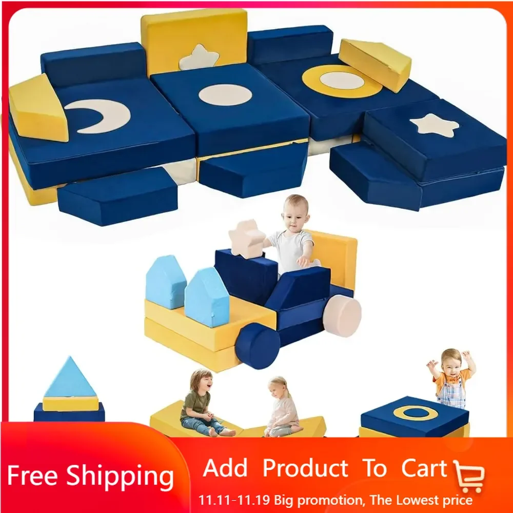 

28PCS Modular Kids Play Couch - Universe Theme Toddler Building Fort, Sofa Foam Play Set