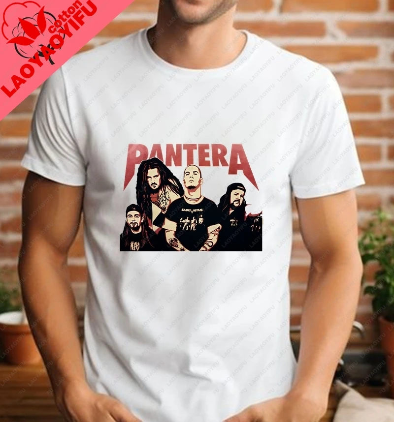 Retro Pattern T-shirts From The American Band PANTERA. Cotton Round-neck T-shirts Are Suitable for Both Men and Women