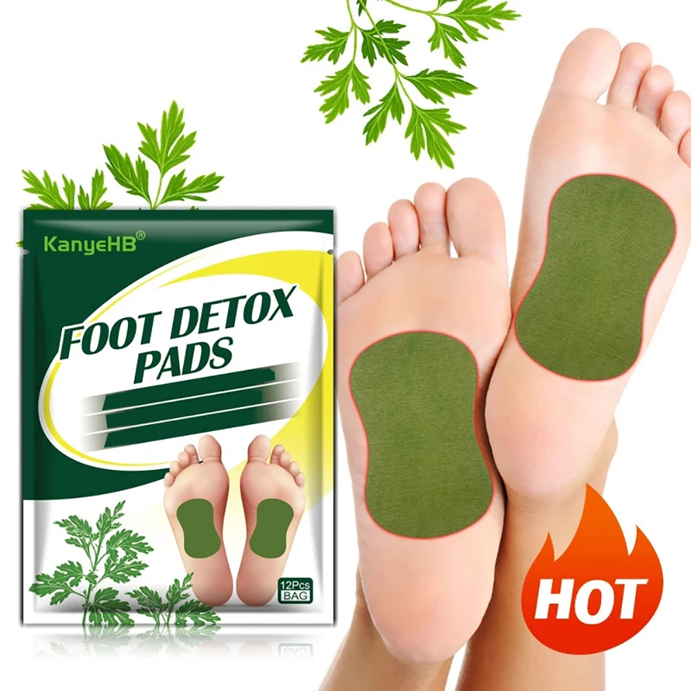 60-6Pcs Foot Patches Pads Natural Herbal Wormwood Artemisia Argyi Feet Body Toxins Cleansing Relieve Stress Help Sleeping