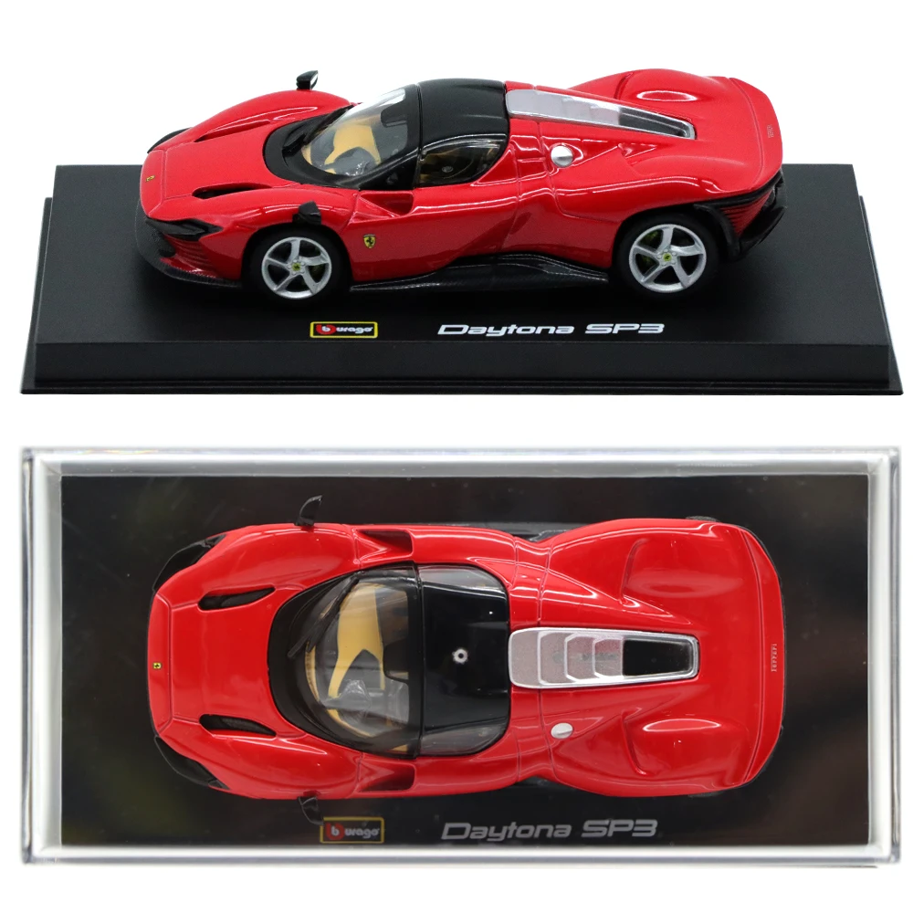 1/43 Bburago Ferrari Daytona SP3 Cars Model Alloy Diecast Model Car Display Box Base Collection Gifts Toys For Adults