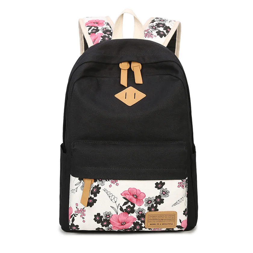 3pcs-set-girls-canvas-school-backpack-kids-bag-set-vintage-flower-book-children-food-pen-pencil-gift