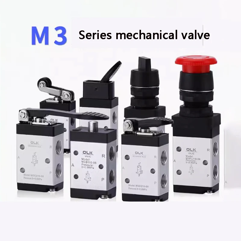 

M3 mechanical valve M3PL M3C M3Y M3HS 3/2 Way aluminum alloy pneumatic control valve switch air valve cylinder manual valve