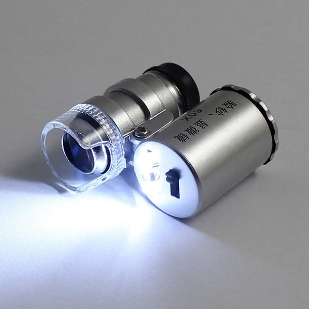 Portable Mini Pocket HD Magnifying Glass Jeweler Magnifier Illuminated Microscope 60X