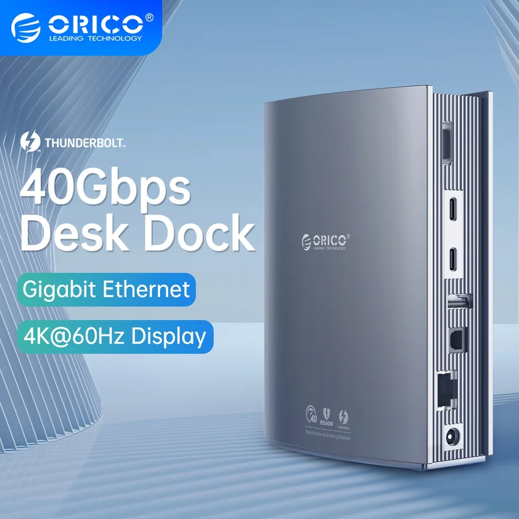 

ORICO Thunderbolt 3 40Gbps Type C Docking Station Desktop USB C 4K HDMI-compatible 3.0 HUB RJ45 3.5mm PD60 SD With Power Adapter