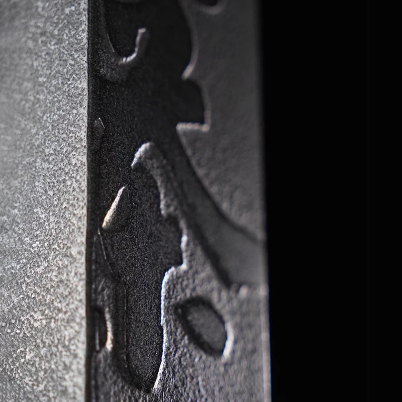 Steinvase 30cm Schwarzer Basalt Handgeschnitzte Zen Chinesische Kalligraphie Minimalistische Blumenvase für Teezeremonie Heim Büro Deko Geschenk – Detail 5