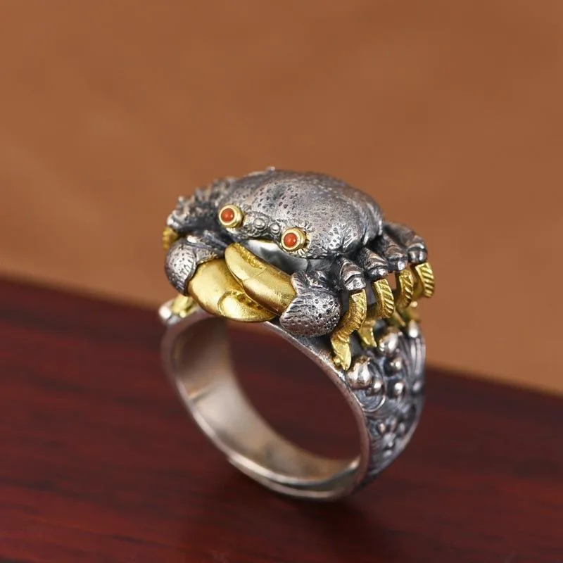 

Retro crab ring, personalized and trendy men's style, exaggerated and domineering, adjustable ring