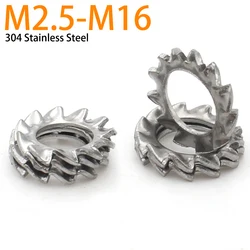 10/50pcs M2.5 M3 M4 M5 M6 M8 M10 M12 M14 M16 GB862.1 A2 304 Stainless Steel External Toothed Serrated Lock Washer Gasket