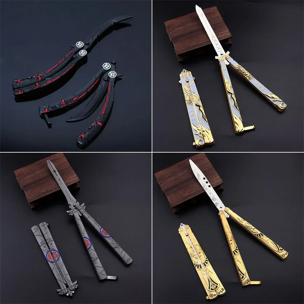 New Animation Game Genshin Impact Butterfly Knife Toy Unsharped Metal Weapon Wolf\'s Last Road Stick Cyno Weapon Model Gift