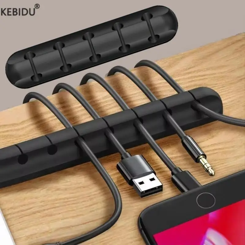 1-5PC Cable Organizer Silicone Support Micro USB Type-C Cable Desk Organizer Holder for Mouse Keyboard Headphone Cable Organizer