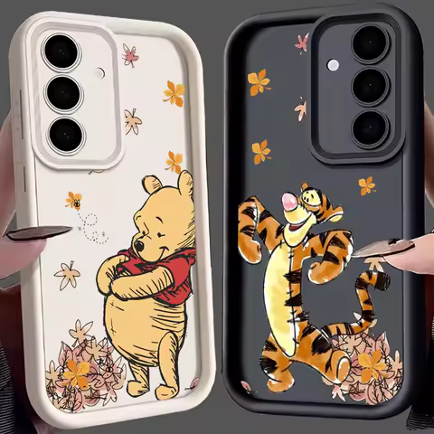 S24FE Phone Case For Samsung S25 S24 S23 Ultra 5G S22 S20 Plus S21 FE Winnies The Poohs Autumn Leaves Cover Galaxy S25Ultra Case