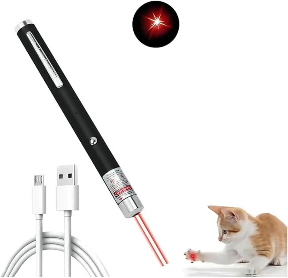 

Перезаряжаемая красная лазерная указка для кошек и собак, интерактивная игрушка для питомцев с USB-зарядкой