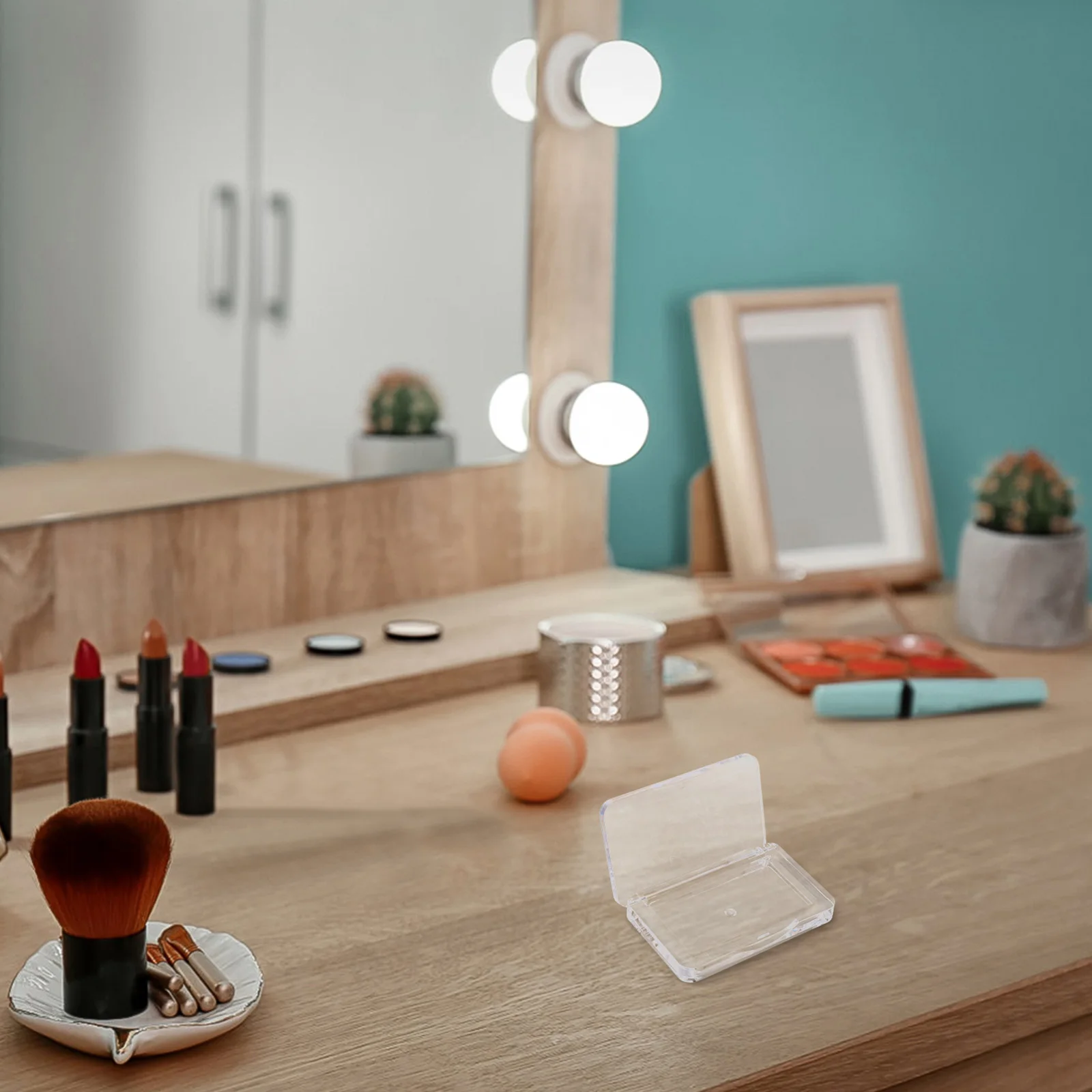 

5pcs Eyeshadow Powder Box Blusher Container Empty Home Use Sample Case Plastic Makeup Sub Package Tray Portable Refillable DIY