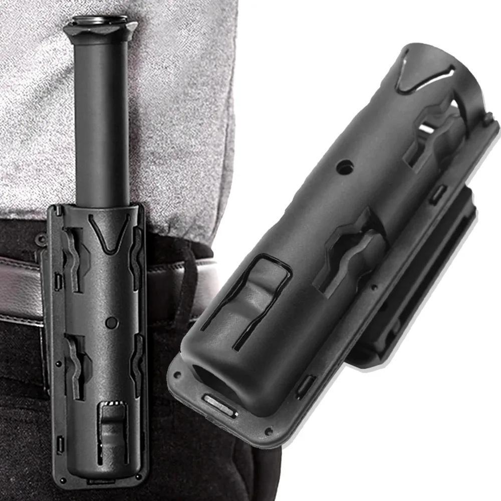 Baton Holder 360 Degree Rotating Telescopic Baton Pouch Expandable Baton Holsters Retractable ABS Baton Bag for Duty Belt Black