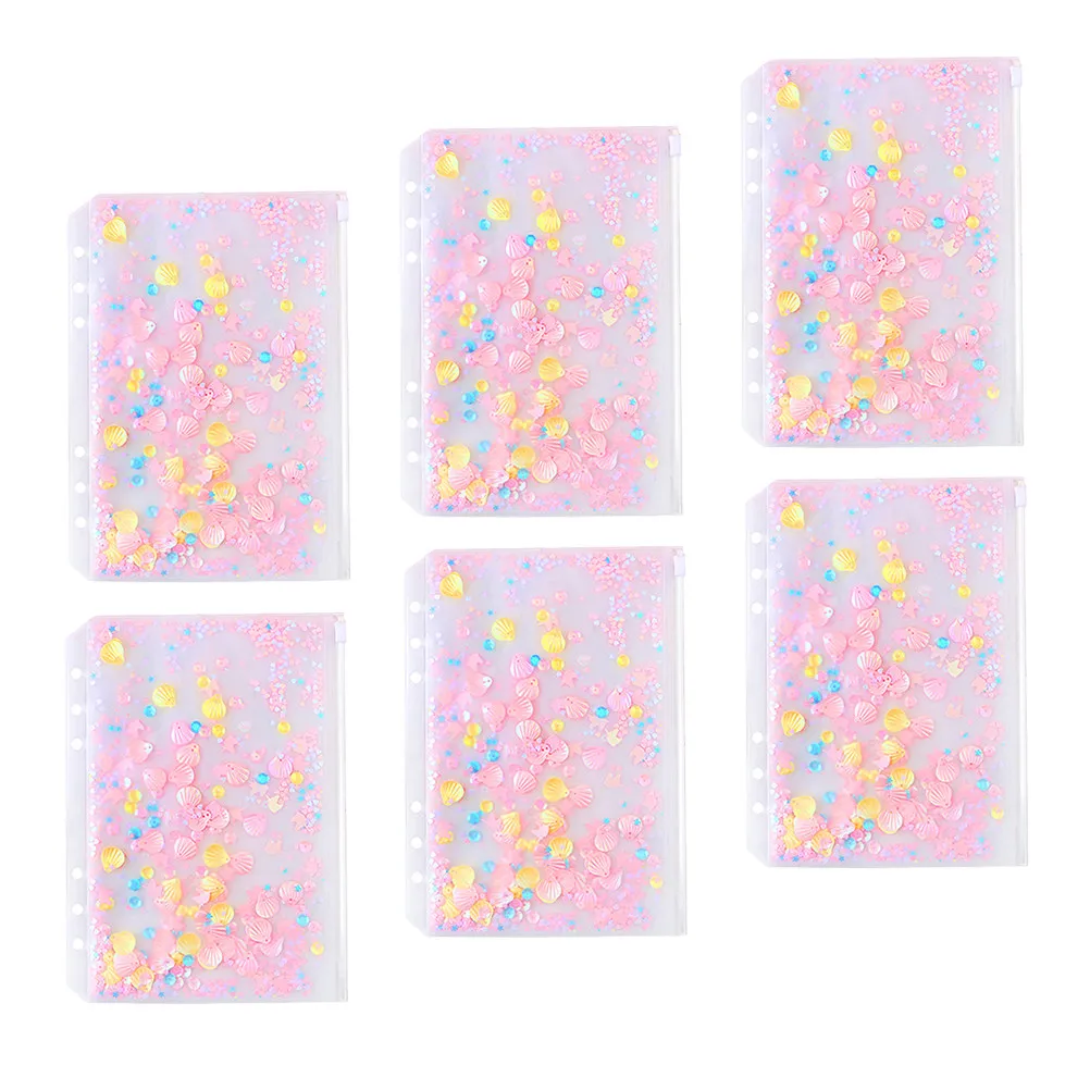 

Набор из 6 розовых папок-конвертов формата А6 на молнии с 6 отверстиями для хранения, ПВХ-органайзеры для вкладышей в блокноты, для офиса, школы, путешествий, дома