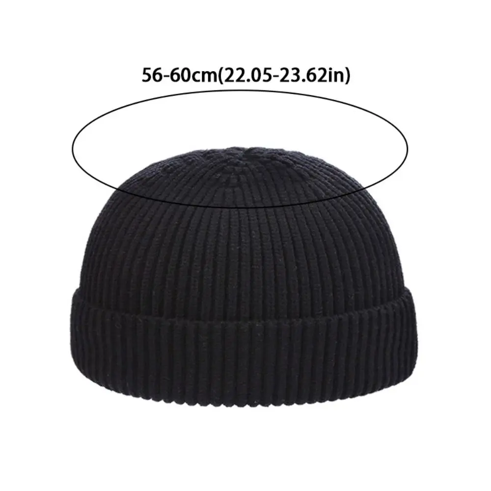 Trendy Korean Style Knitted Hats Short Warm Skullcap Flanged Hip Hop Hat Autumn and Winter