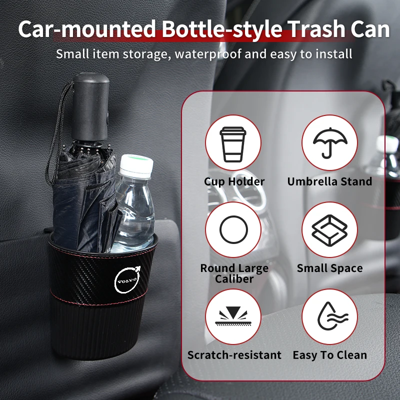 

Vertically Ribbed Plastic Car Stickers Box Trash Can Clip Installation For Volvo AWD S60 S90 T6 V40 V50 V60 XC40 XC60 XC70 XC90