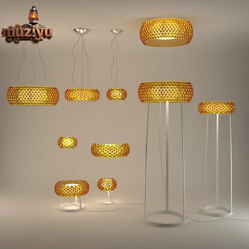 Muziyu Classic Italian Design Zeus Sweat Pearl Stone Table Lamp Floor Lamp Transparent Gold Crystal Custom