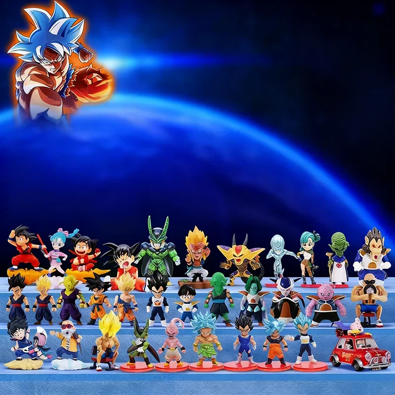 24 unids/set 2D Anime Dragon Ball 40 aniversario calendario de Adviento caja Goku figura de Anime caja ciega de moda modelos aleatorios juguetes regalos